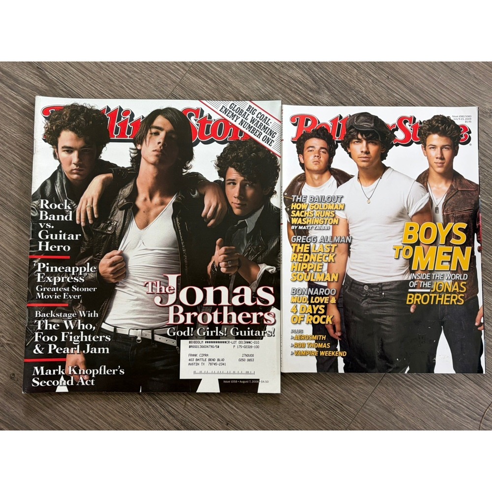 Lot of 2! Y2k Vintage ROLLING STONE Magazines Iconic JONAS BROTHERS Cover Music